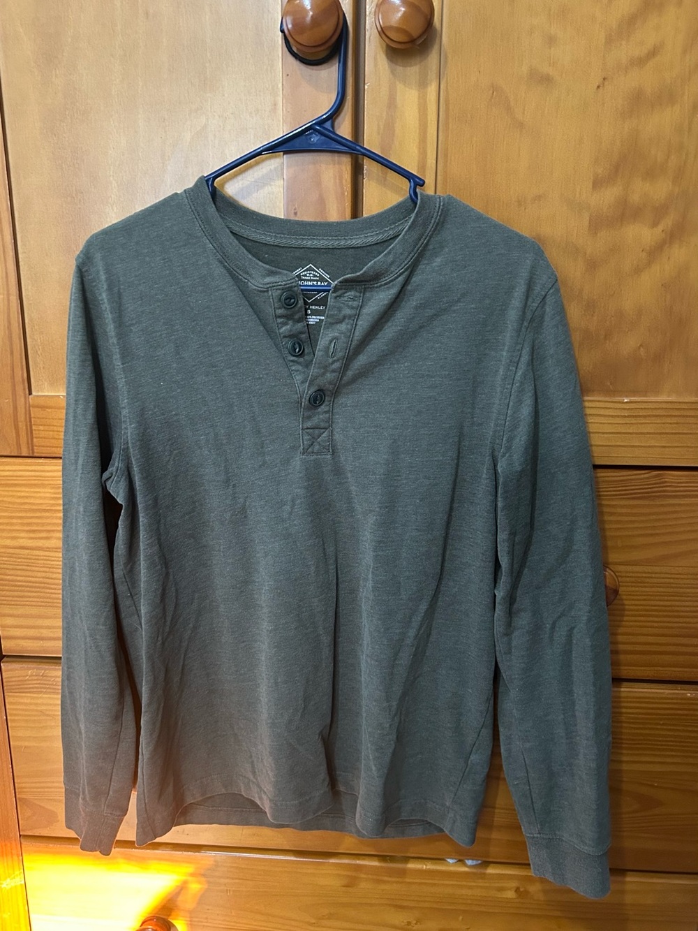 Men's St. John’s Bay Olive Green Henley Long-Sleeve Shirt